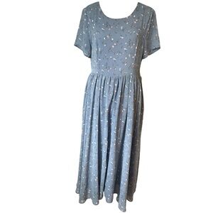 Jessakae Floral Blue Midi Dress Size Medium